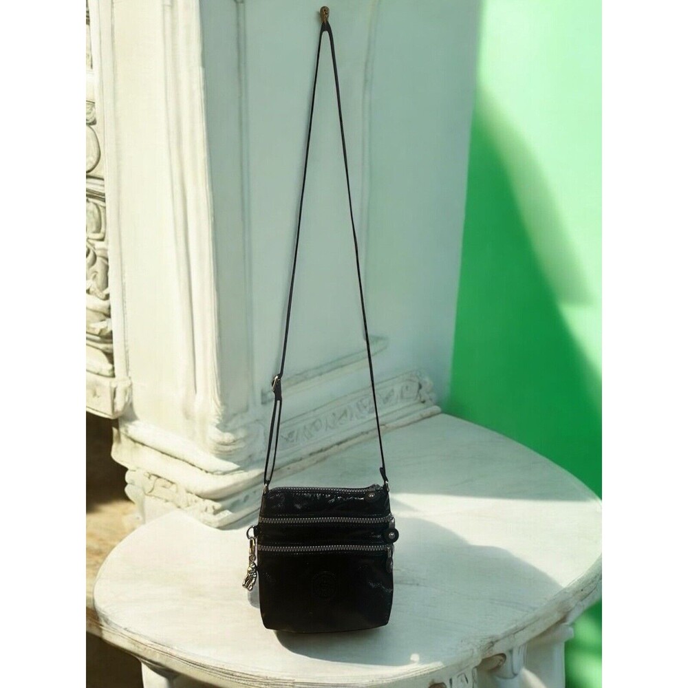 Kipling Keiko Vinyl Crossbody Mini Bag Purse Adjustable Strap Ape Monkey Charm